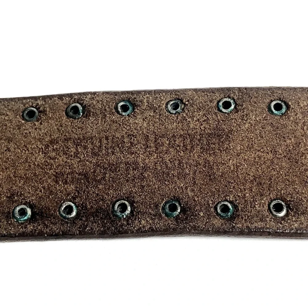 Vtg Y2K Calvin Klein Jeans Studded Brown Leather‎ Belt 33-37